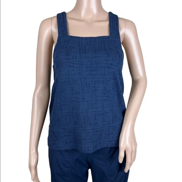 NWT MADEWELL Womens Size XXS Blue Apron Cross Back Tank Top Button Sleeveless - Picture 2 of 9